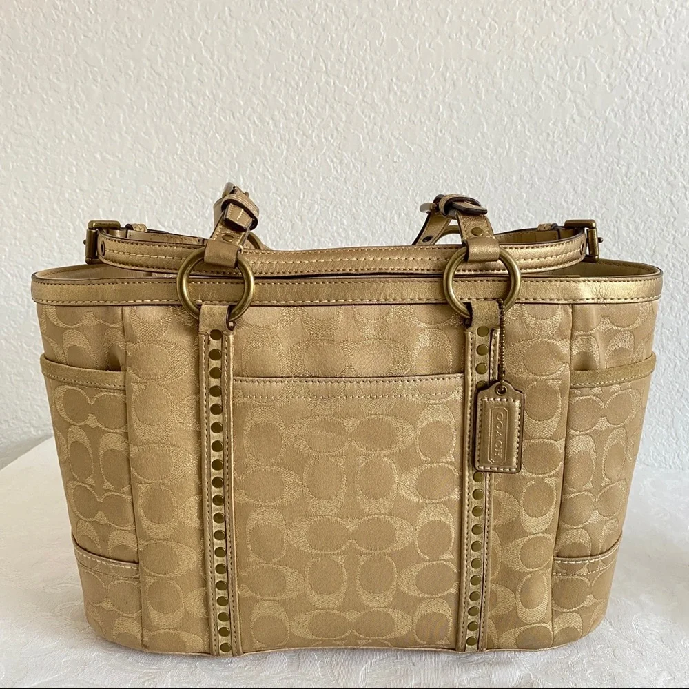 Vintage Coach Gold Signature logo Tote Bag